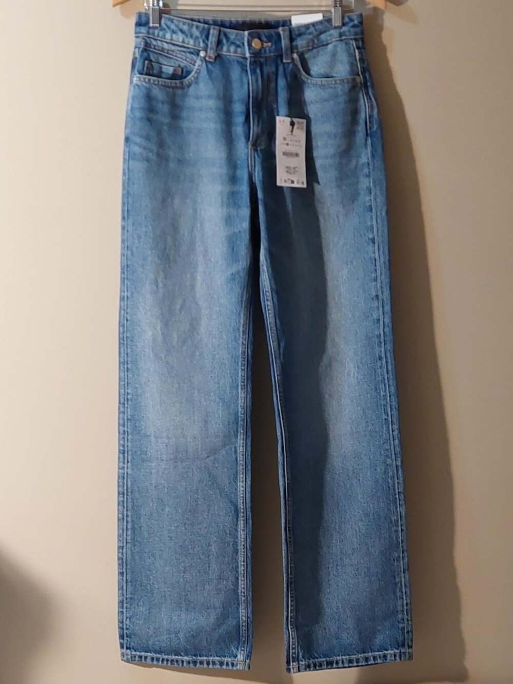 ZARA Indigo Blue Z.03 Straight-leg Regular Fit High Rise Rigid Jeans US: 4